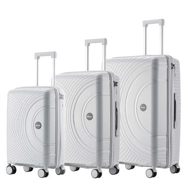 Senator Unisex PP Fashion Trolley Luggage Set Lightweight Hard-Shell Spinner luggage with 4 Double Spinner Wheel and 3-Digit Combination Lock KH1010 Light Grey