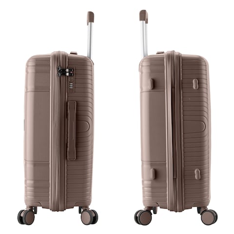 Senator Unisex Hard Case Medium Luggage Lightweight PP Fashion Trolley Luggage with 360&deg; Degree 4 Twin Wheel and Safe Zippers KH1010 Khaki