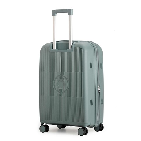 Cabinpro Unisex Expandable PP Fashion Trolley Lightweight Hard Shell Spinner luggage with 360&deg; Degree 4 Twin Wheel and Double Zippers CP003, Medium Size 24 Inch Army Green