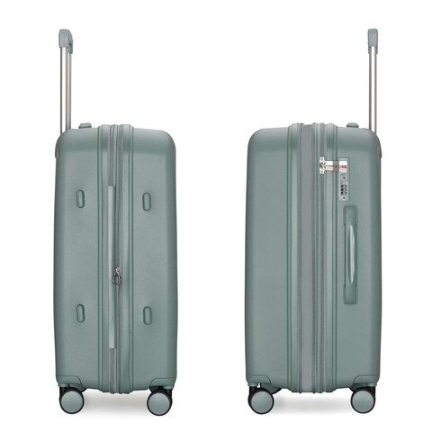 Cabinpro Unisex Expandable PP Fashion Trolley Lightweight Hard Shell Spinner luggage with 360&deg; Degree 4 Twin Wheel and Double Zippers CP003, Medium Size 24 Inch Army Green