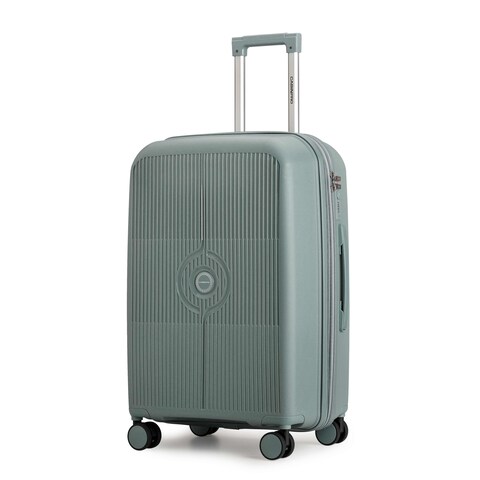 Cabinpro Unisex Expandable PP Fashion Trolley Lightweight Hard Shell Spinner luggage with 360&deg; Degree 4 Twin Wheel and Double Zippers CP003, Medium Size 24 Inch Army Green