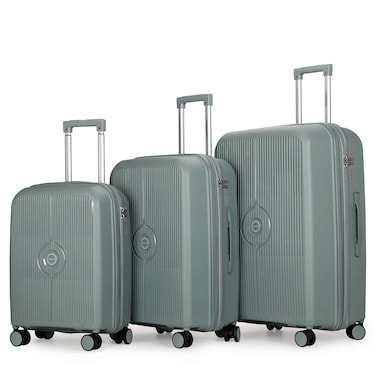 Cabinpro Unisex Expandable PP Fashion Trolley Luggage Set Lightweight Hard Shell Spinner luggage with 360&deg; Degree 4 Twin Wheel and Double Zippers CP003 Army Green