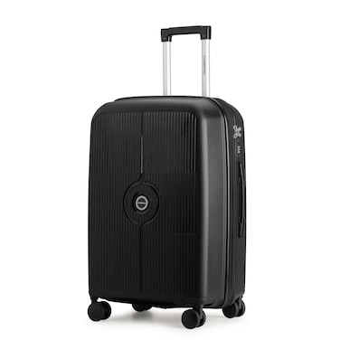 Cabinpro Unisex Expandable PP Fashion Trolley Lightweight Hard Shell Spinner luggage with 360&deg; Degree 4 Twin Wheel and Double Zippers CP003, Large Size 28 Inch Black