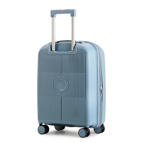 Cabinpro Unisex Expandable PP Fashion Trolley Lightweight Hard Shell Spinner luggage with 360&deg; Degree 4 Twin Wheel and Double Zippers CP003, Small Size 20 Inch Grey Blue