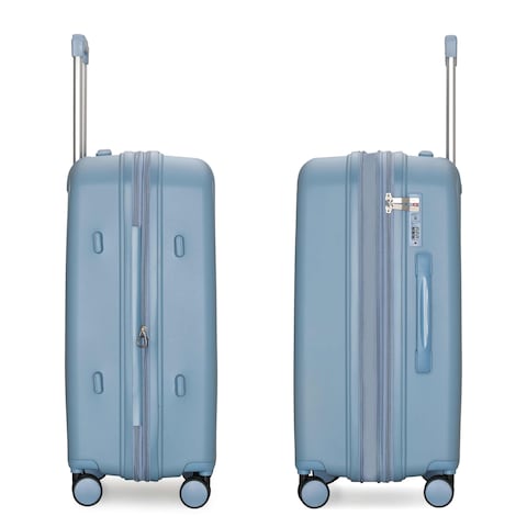 Cabinpro Unisex Expandable PP Fashion Trolley Lightweight Hard Shell Spinner luggage with 360&deg; Degree 4 Twin Wheel and Double Zippers CP003, Small Size 20 Inch Grey Blue