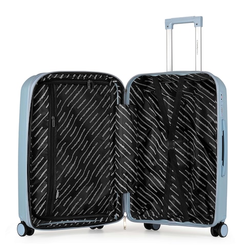 Cabinpro Unisex Expandable PP Fashion Trolley Lightweight Hard Shell Spinner luggage with 360&deg; Degree 4 Twin Wheel and Double Zippers CP003, Small Size 20 Inch Grey Blue