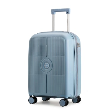 Cabinpro Unisex Expandable PP Fashion Trolley Lightweight Hard Shell Spinner luggage with 360&deg; Degree 4 Twin Wheel and Double Zippers CP003, Small Size 20 Inch Grey Blue