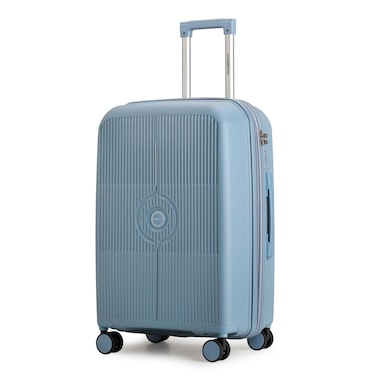 Cabinpro Unisex Expandable PP Fashion Trolley Lightweight Hard Shell Spinner luggage with 360&deg; Degree 4 Twin Wheel and Double Zippers CP003, Large Size 28 Inch Grey Blue