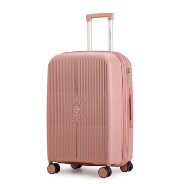 Cabinpro Unisex Expandable PP Fashion Trolley Lightweight Hard Shell Spinner luggage with 360&deg; Degree 4 Twin Wheel and Double Zippers CP003, Medium Size 24 Inch Rose Golden