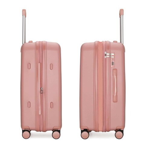 Cabinpro Unisex Expandable PP Fashion Trolley Luggage Set Lightweight Hard Shell Spinner luggage with 360&deg; Degree 4 Twin Wheel and Double Zippers CP003 Rose Golden