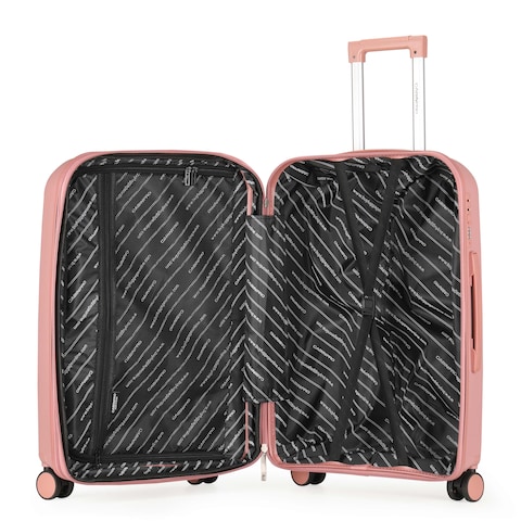 Cabinpro Unisex Expandable PP Fashion Trolley Luggage Set Lightweight Hard Shell Spinner luggage with 360&deg; Degree 4 Twin Wheel and Double Zippers CP003 Rose Golden