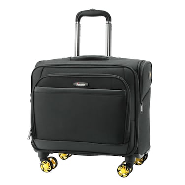 Senator 17 Inch Premium Pilot Bag Water Resistant 4 Double Spinner Wheeled Rolling Laptop Case with Safe Zippers for Unisex, KH101, Black