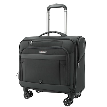 Senator 17 Inch Premium Rolling Laptop Bag Water Resistant 4 Double Spinner Wheeled Pilot Case with Safe Zippers for Unisex, KH103, Black