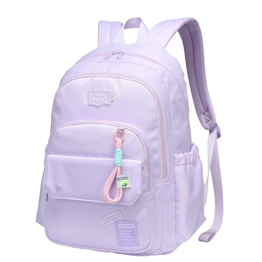 SUN EIGHT Premium 18.5-inch Light Weight School Backpack Water Resistant Polyester Purple Daypack for Girls, SE8485, Purple