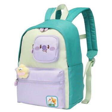 SUN EIGHT 14-inch Premium Light Weight Kids Backpack Water Resistant Multifunctional School Backpack for Girls, SE2212, Melon Green Purple