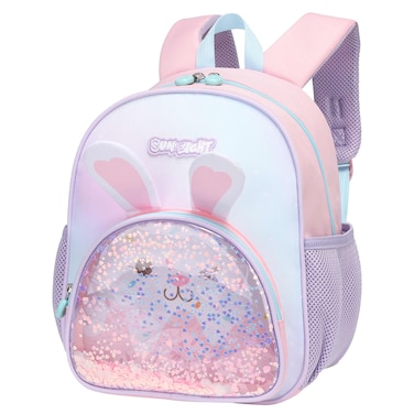 SUN EIGHT Premium Kids Backpack Water Resistant Light Weight Multifunctional Preschool Toddler Bag for Girls, SE22179, Pink Rabbit