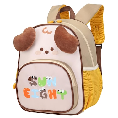 SUN EIGHT Children&rsquo;s Backpack Water Resistant Light Weight Cute Puppy Cartoon Bag for Preschool Girls and Boys, SE22207, Khaki Dog
