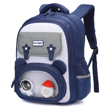 SUN EIGHT 15.5-inch Light Weight School Backpack Water Resistant Polyester Kid&rsquo;s Daypack for Boys, SE22260, Blue