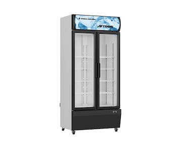 Aftron 568L Gross and 487L Net  Double-Door Chiller, Upright Beverage-Showcase, Energy-saving, low-noise, White/Black, AFSC750FC-HD , 1 Year Warranty.