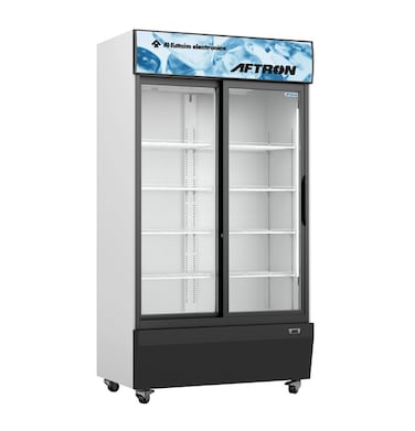 Aftron 862L Gross and 803L Net  Double-Door Chiller, Upright Beverage-Showcase, Energy-saving, low-noise, White/Black,  AFSC1210FC-SD , 1 Year Warranty.