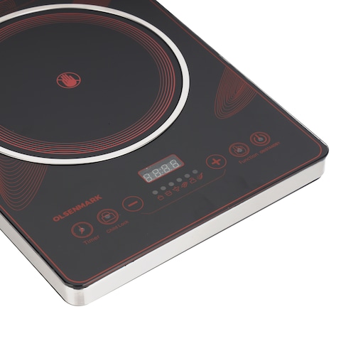 Olsenmark Digital Control Electric Infrared Cooker- OMIC2092M/ Single Cooking Hob, 2200-Watt Burner with Adjustable Temperature, Energy Saving/ Touch Control, 20 Settings, Stainless Steel Bo