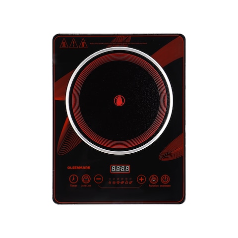 Olsenmark Digital Control Electric Infrared Cooker- OMIC2092M/ Single Cooking Hob, 2200-Watt Burner with Adjustable Temperature, Energy Saving/ Touch Control, 20 Settings, Stainless Steel Bo