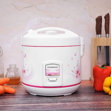 Olsenmark Rice Cooker, 2.2L, 3 In 1 - Non-Stick Cooking Pot - One-Touch Operation - Detachable Water Collector - Keep Rice Fresh, Warm - Steams Fish, Meat, Poultry &amp; Vegetables - 900-1070W