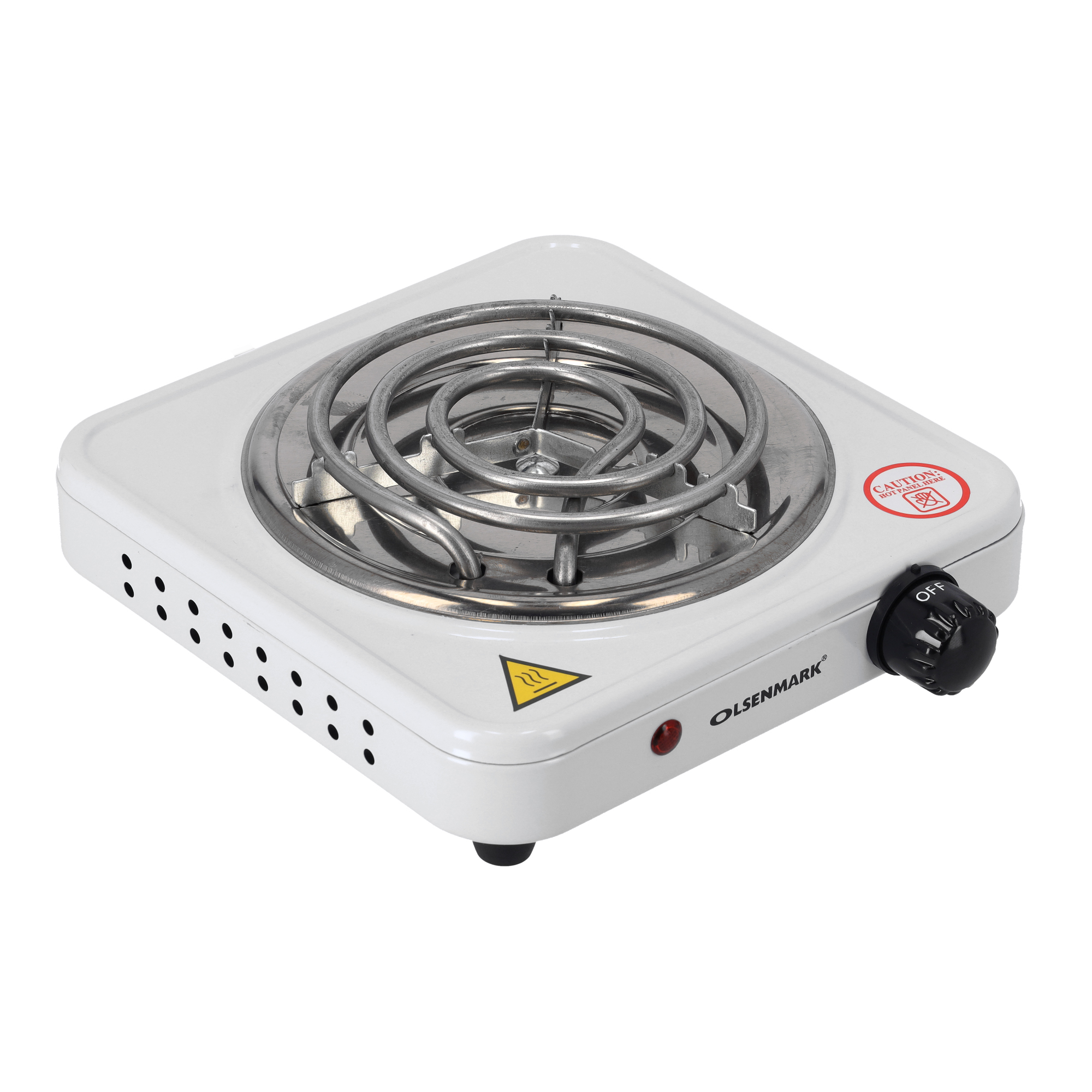 Olsenmark Single Burner Spiral Hot Plate, 1000W - Indicator light: On/Off - Over heat protection - 1 M cable with BS plug - Zinc-plated metal with plastic power spray outside - Heating eleme