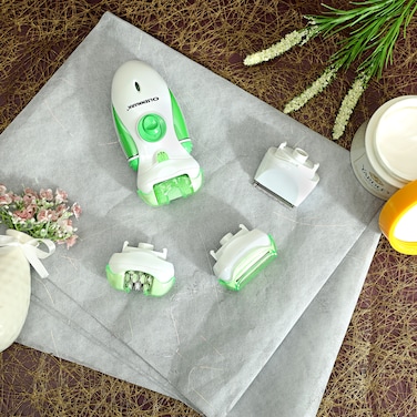 Olsenmark 4-in-1 Rechargeable Lady Epilator- OMLS3097  Cord/Cordless Using, Includes Clipper, Epilator, Shaver and Roller  2 Speed Option, Perfect for Sensistive Areas, Legs, Face, Underamrs