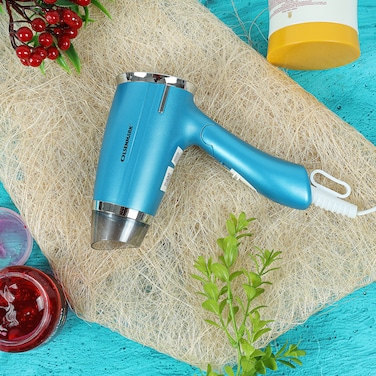 Olsenmark OMH4008 1400W Mini Powerful Hair Dryer - 3 speed, 3 Temperature Settings - Salon Quality Dryer for Frizz Free Shine - Portable,Foldable handle&amp;Safety cut off