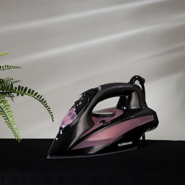 Olsenmark Ceramic Steam Iron- OMSI1713  Wet and Dry Steam Iron Box with Ceramic Soleplate and Self-Cleaning Function  Compact and Handy Design with Powerful Burst Steam  Suitable for All Kin