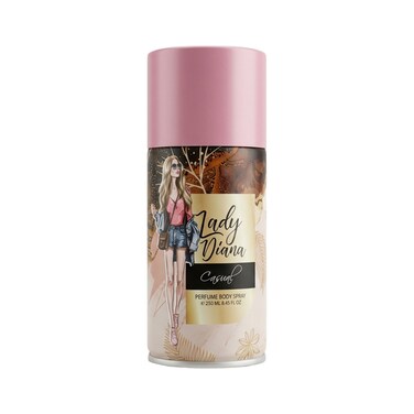 Lady Diana Casual Deodorant Body Spray, Light Fragrance &amp; Everyday Freshness, 250 ml