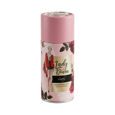 Lady Diana Lovely Deodorant Body Spray, Floral Fragrance &amp; Long-Lasting Freshness, 250 ml