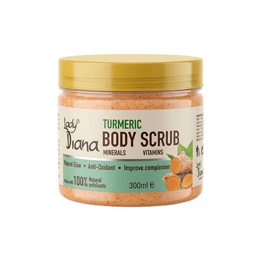 Lady Diana Turmeric Body Scrub, Brightening &amp; Gentle Exfoliation, 300 ml