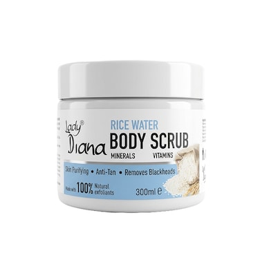 Lady Diana Rice &amp; Milk Body Scrub, Nourishing &amp; Skin Softening Exfoliator, 300 ml