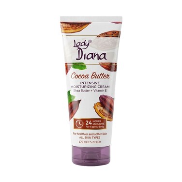 Lady Diana Cocoa Butter Moisturizing Cream, Intensive Nourishment &amp; Soft Skin, 170 ml
