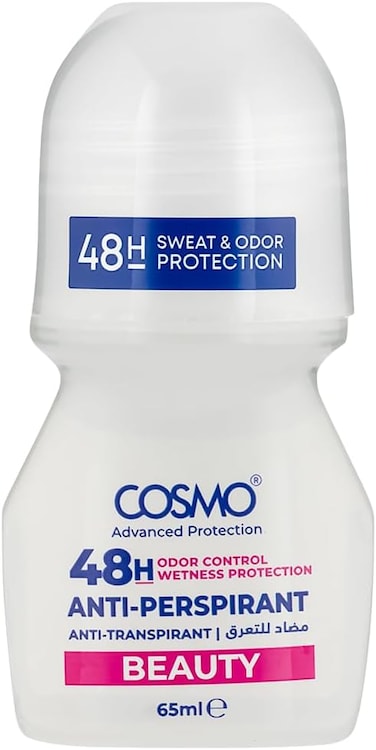 Cosmo Skin Care Beauty Anti Perspirant Roll On 65ml, Anti Transpirant, 48 Hours, Odor Control, Sweat Protection, All Day Freshness, Wetness Protections, Deodorant, Under Arm Rollon, Men &amp; Women