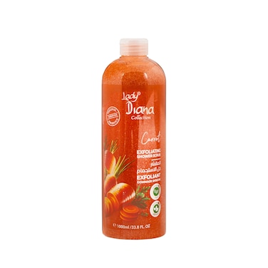Lady Diana Carrot Exfoliating Shower Scrub - 1000ml   Revitalize &amp; Nourish Skin with Vitamin-Rich Carrot Extract