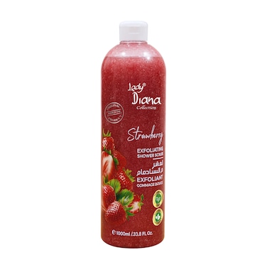 Lady Diana Strawberry Exfoliating Shower Scrub - 1000ml   Nourish &amp; Refresh Skin with Natural Fruit Extracts