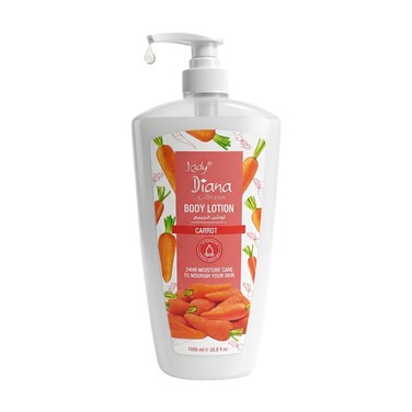 Lady Diana Carrot Body Lotion, Nourishing &amp; Hydrating Skin Care, 1000 ml