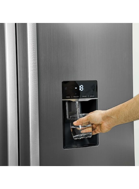 Geepas Side By Side Refrigerator, 670 Litre, Digital Control Temperature Display, Inverter Compressor, Tempered Glass Shelf, Twist Ice Maker, Smart Eco, GRFS6622SWXHN - 5 Year Compressor Warranty