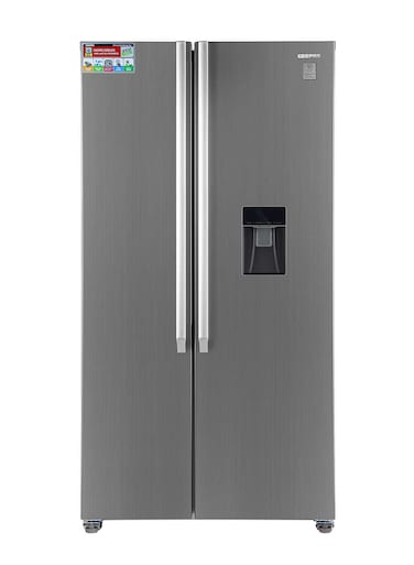 Geepas Side By Side Refrigerator, 670 Litre, Digital Control Temperature Display, Inverter Compressor, Tempered Glass Shelf, Twist Ice Maker, Smart Eco, GRFS6622SWXHN - 5 Year Compressor Warranty