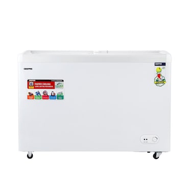 Geepas Chest Showcase Freezer, 425L Convertible Freezer and Fridge Function, Faster Cooling and Long Lasting Freshness with Temperature Control, GCF4220SG