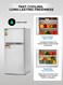 Geepas Double Door No-Frost Refrigerator, 200L, Quick Cooling, Low Noise, Big Storage Freezer, Spacious Vegetable Crisper Box, Auto Defrost, Eco-Friendly Design, GRF2003SPN, Silver, 1 Year Warranty