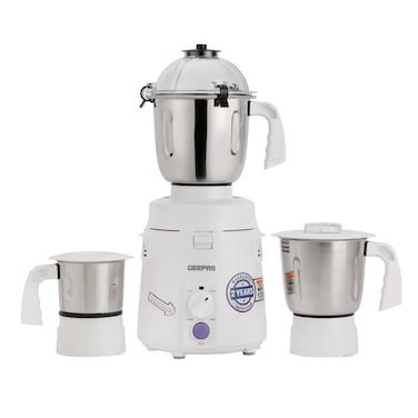 Geepas 3-in-1 Mixer Grinder- GSB44114/ 1200W Powerful Motor with Stainless Steel Jars and Blades, Unbreakable Jar Caps/ for Fast Grinding, Ergonomic Design, Multi Safe Function, Anti Slip Feet/