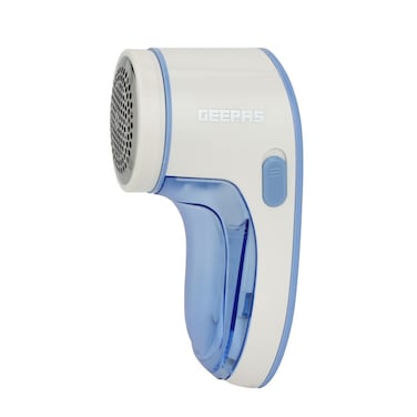 Geepas Lint Remover- GLR63069UK-BL/with Stainless Steel Mesh and Blade, Protects Clothes Securely, Suitable for all Kinds of Fabric/Child Protection Feature, White and Blue