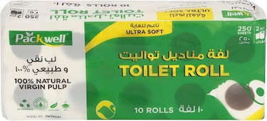 Packwell Toilet Roll 250 Sheets Pack Of 10 Pcs Rolls Softness Bathroom Tissue Roll