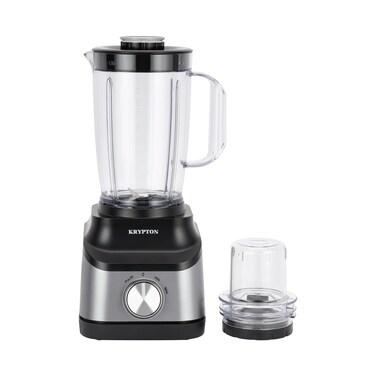 Krypton 2-in-1 Blender- KNB6668/ 650 W, 1.6 L Capacity, Powerful Motor with 2 Speed Setting and Pulse/ Transparent with Sharp Blade, Mill Attachment/ Perfect for Smoothies, Milkshakes, etc. and Grinding Spices, Beans, Coconut, Nuts, etc./ Black and Silver, 2 Years Warranty