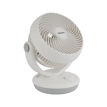 Krypton 8" Air Circulation Fan- KNF6450/ with 90 Degree Variable Tilt and Horizontal Oscillation/ 3 Blades for Strong Wind and 3-Speed Levels/ Ideal for Home, Office, Apartment/ 2 Years Warranty, White