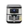Krypton Double Heating Digital Air Fryer- KNAF6590/ 7.5 L Pot with Rack, with Vortex Frying Technology/ LED Display, 1-60 Min Timer, Temperature 50-200 Degree Celsius/ 9 Preset Programs, Window, Interior Lamp/ for Fries, Steak, Chicken, Cake, Meat, Bread, etc./ 2 Years Warranty, Black and Silver